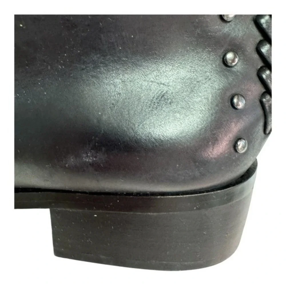 Antonio Melani‎ Black Leather Studded Braided Riding Boots  Size 7.5